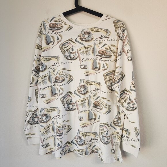 Relevant Products All Over Print Breakfast Theme Long Sleeve Tee L Cotton VTG90' - Picture 6 of 16